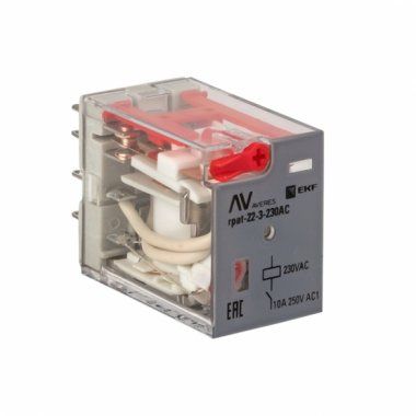 Реле промежуточное с кнопкой и мех. индикацией RPAt 22/3 10A 230В AC rpat-22-3-230AC EKF AVERES от поставщика КабельСпецСтрой