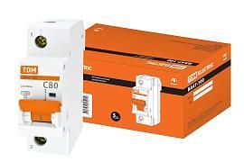 Выключатель автоматический 80А 1П однополюсный характеристика C 10кА ВА47-100 SQ0207-0054 TDM от поставщика КабельСпецСтрой