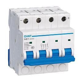 Выключатель автоматический постоянного тока 13A 4П четырехполюсный характеристика C 6кА DC1000В NB1-63DC 182733 CHINT от поставщика КабельСпецСтрой