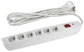 Фильтр сетевой с надежной защитой с заземлением с выключателем 6 розеток 4м 10А белый SFX-6es-4m-W Б0044025 ЭРА от поставщика КабельСпецСтрой