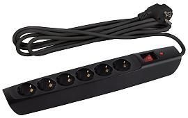 Фильтр сетевой с надежной защитой с заземлением с выключателем 6 розеток 2м 10А черный SFX-6es-2m-B Б0044024 ЭРА от поставщика КабельСпецСтрой