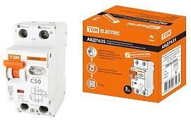 Выключатель автоматический дифференциального тока АВДТ 50А (1P+N) характеристика C 6кА 100мА АВДТ63S SQ0202-0040 TDM от поставщика КабельСпецСтрой