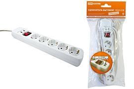 Удлинитель бытовой У05В-USB 5 гнезд, 2USB разъема, 1,5 метра, вык., з/к, ПВС 3х1мм2 16А/250В SQ1303-0302 TDM от поставщика КабельСпецСтрой