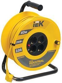 Удлинитель 40 метров силовой УК40 катушка с термозащитой, 4 гнезда, 2Р+РЕ, ПВС 3х1мм2, WKP14-10-04-40 IEK от поставщика КабельСпецСтрой