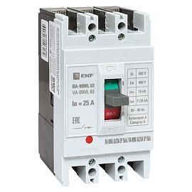 Выключатель автоматический 25А 3П трехполюсный ВА-99МL 15кА IP30 Basic mccb99-63-25mI EKF от поставщика КабельСпецСтрой