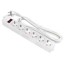 Сетевой фильтр «Блокбастер XL» 6 розеток 5 м 16А/3,2кВт с выключателем с заземлением ПВС 3х1 UFA16-310-6-05 EKF от поставщика КабельСпецСтрой